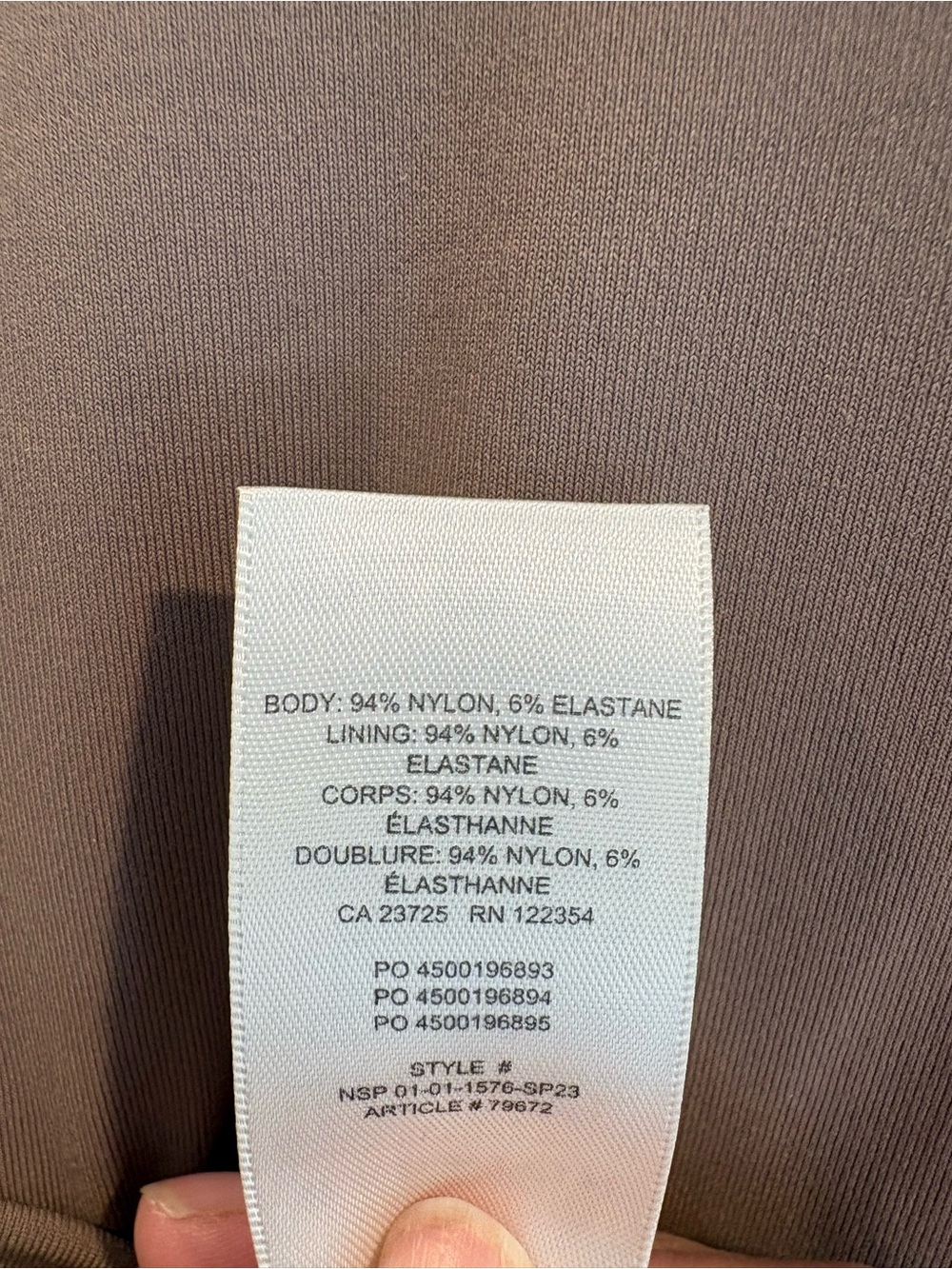 Aritzia Babaton Long Sleeve Crew Neck Bodysuit in Mauve Brown Size Large - Picture 9 of 9